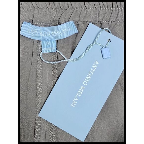 NWT Antonio Melani Delilah Washable Silk Shorts Pull On Loden Tan 16 NEW - Picture 4 of 8